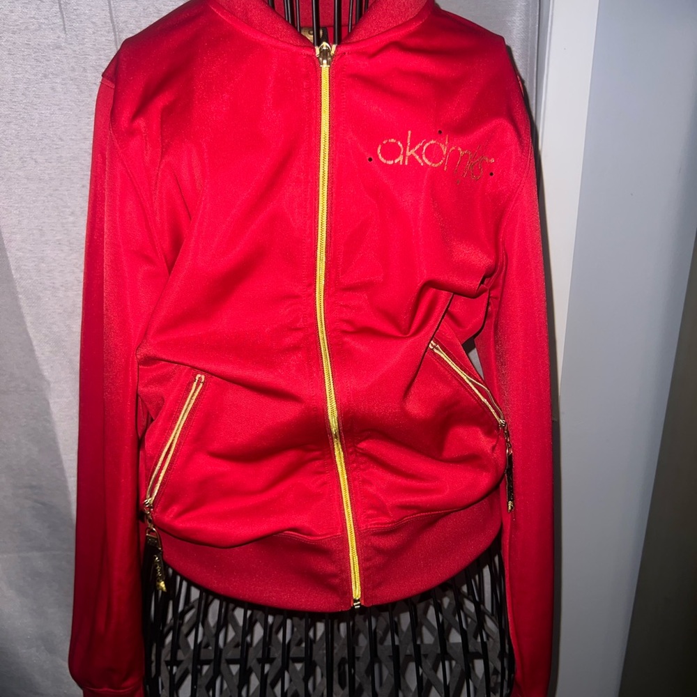 AKIRA Vibrant Red Jacket with Gold Accents